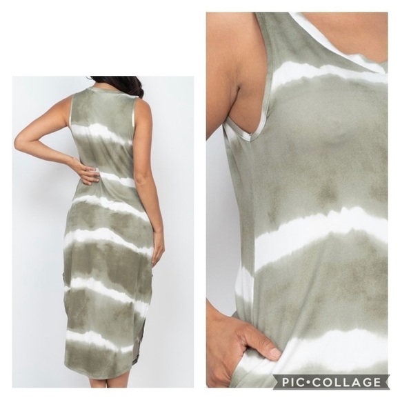 Cute n Comfy. Olive Tie Dyed T-Shirt Dress - Picture 3 of 4